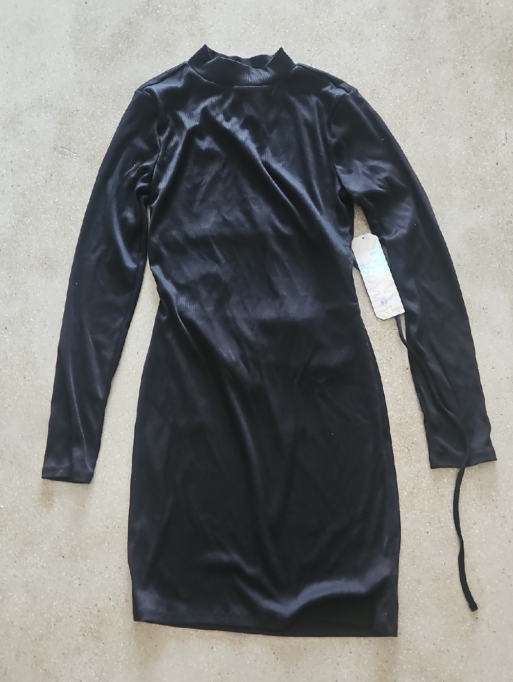 Almost Famous Black Long-Sleeve Mock Neck Bodycon Dress